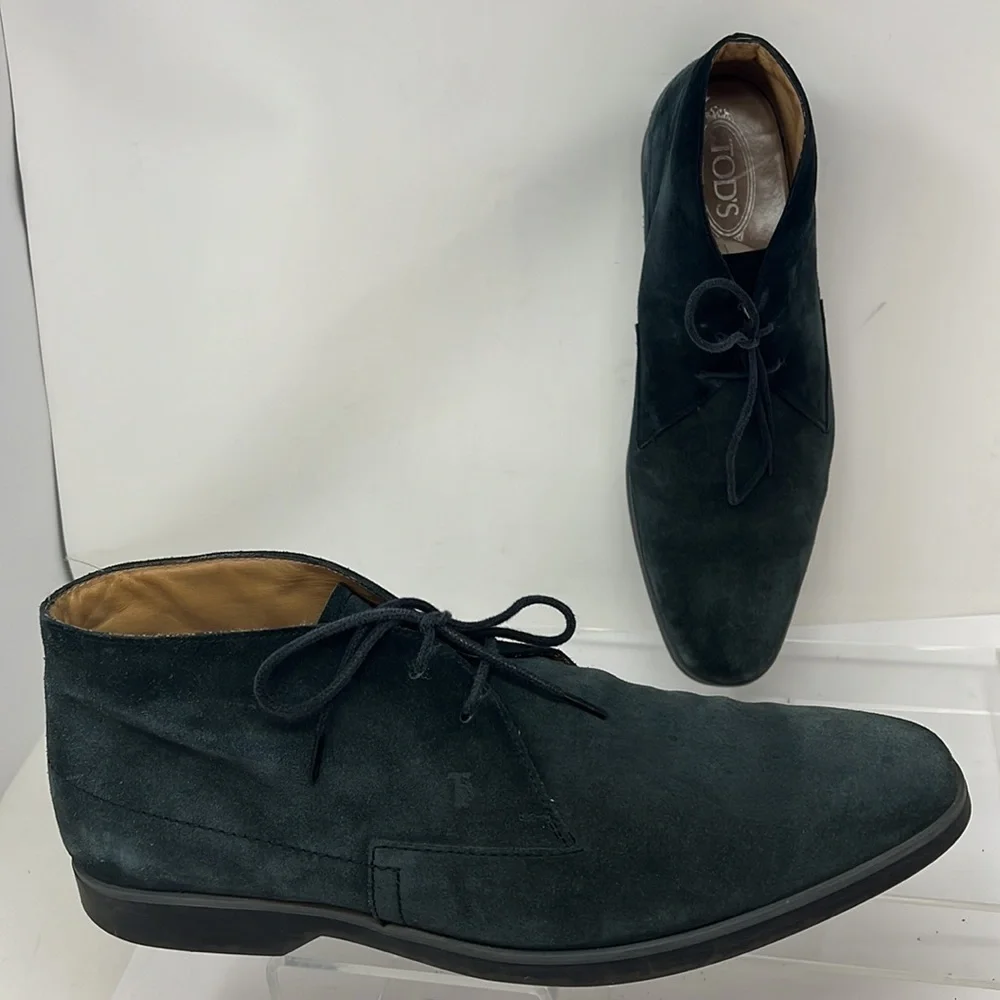 Tod’s Sz 10 Desert Boots in Blue Suede Chukka Boots Shoes